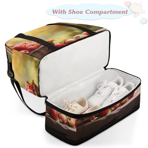 Large Weekender Overnight Bags Fruit Fruit Basket Apple Travel Duffel Bag for Women Men Gym Bag With Shoe Compartment Foldie Travel Tote Bag Carry On Personal Item Bag for Travel Gym Sports4
