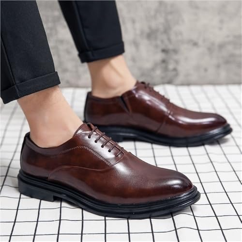 Men's Lace up Leather Casual Shoes British Style Pointed Toe Trendy Fashion Comfortable Office Footwear3