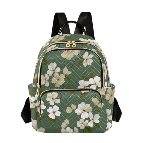 Mochila informal para laptop de 12.5 con flores elegante mochila de trabajo verde