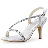 Elegantpark EP2056 Women's Party Open Toe Ankle Strap High Heel Sandal Bridal Wedding Shoes