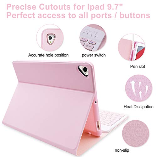 iPad Keyboard Case 9.7 2018 (Giant Gen)/2017 (5th Gen)/Pro 9.7/Air 2/Air 1, Wireless Bluetooth Keyboard With Pen Holder For iPad 9.7 - Image 2