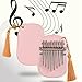 Kalimba 8 Keys Thumb Piano for Beginners Sapele Wood Portable Finger Piano with Tuning Hammer Mini Musical Instrument Gift for Music Lovers(Pink)