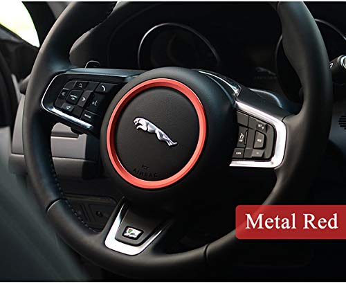 TopDall Aluminum Alloy Car Steering Wheel Decoration Ring Sticker Decals for Jaguar XE XFL F-PACE F-Type XF 2015-2021