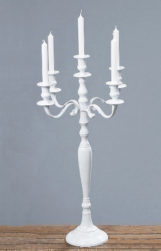 DAFLOXX 77cm KERZENLEUCHTER 'Victoria' IN Weiss 5-FLAMMIG AUS Metall Cover