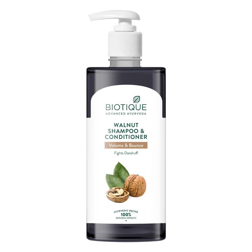 Biotique Bio Walnut Volume and Bounce Shampoo and Conditioner | For Fine and Thinning Hair| Volumizing Shampoo for Thin Hair |100% Botanical Extracts |500ml