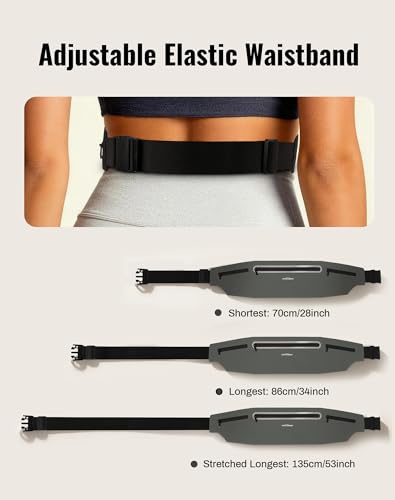 Running Belt for Women & Men-Ultra Light Slim Running Belts with Water-Resistant Phone Holder, 3 pockets Adjustable Waist Strap, Reflective Safety Design for Running, Hiking, Travel，Fitness — view 5