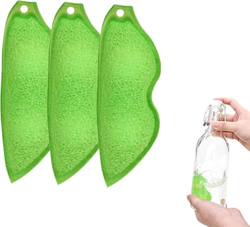 Mehrzweck-Schwamm-Set in Bohnenform, hitzebeständige Flasche und interne Reinigungsschwämme, wiederverwendbare Reinigungswerkzeuge für Unternehmungen, 3 Stück