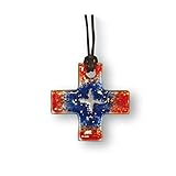 Lieferung mit Band JV Schmuck Sendit Kreuz-Anhänger Fusing-Glas 4,5cm - Umhängekreuz Glas mit Lederband
