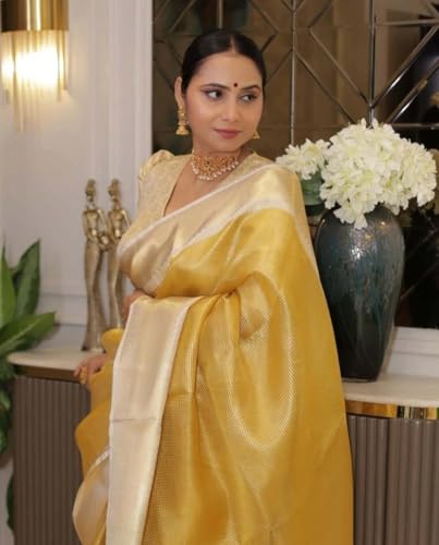 Image of Women's Glory Womens Kanjivaram Banarasi Silk Saree Blend Woven Zari with Jacquard Woven Unstitched Blouse Piece.