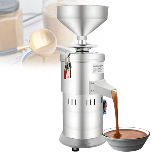 Máquina para mantequilla de cacahuete de 1100 W, trituradora de salsa de sésamo de acero inoxidable de 15 kg/h, velocidad de 2850 rpm para leche de soja, pasta de sésamo, almendras y anacardos.