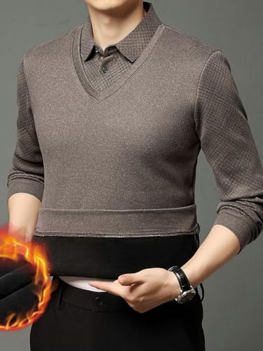 Men's Winter Thick Thickened Collar Long Sleeve Middle-Aged Warm Top Men2