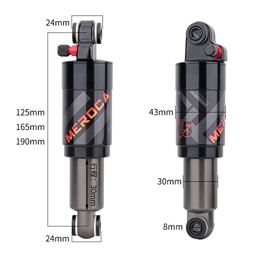 Meroca Air Pressure Rear Shock Absorber Mountain Bike Folding Bike Scooter Rear Bile 125/165/190Mm Shock Absorber #TOP2
