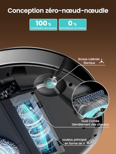 Lefant M3 Max Robot Aspirateur Laveur 20 000 Pa, Station Multifonctionnelle, Double Serpillière Rotative 200 TR/Min & Relevable 9mm, Navigation dToF, Évitement d'obstacles PSD, 220min, 5G/2.4G