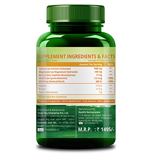 Image of Vlado's Himalayan Organics Calcium+Magnesium+Zinc D3 & B12 120 Tablet (120 No) x 2