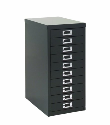 Bisley Steel H2910NL-033 Desktop Cabinet 10 Drawer H590xW279xD380mm - Black