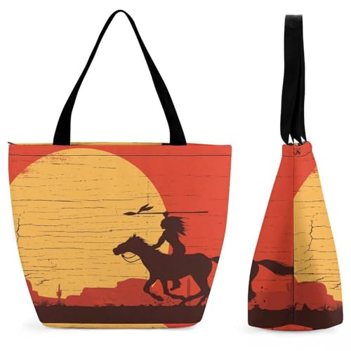 Sac shopping pour femme motif cheval : grand cabas d'épaule et voyage