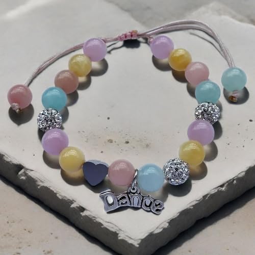 Image of DOLON Colorful Stones Handmade Crystal Ballet Charm Bracelet First Recital Stage Performance Dance Competition Encouragement Gift for Her