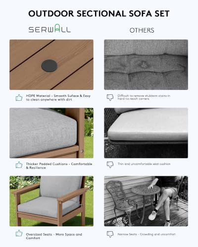 Image of SERWALL HDPE Outdoor Patio Furniture Set Outdoor Couch