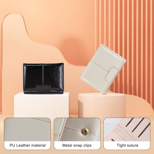 Womens Wallet Small, PU Leather Trifold Wallet Simple Compact Small Card Holder with ID Window Pocket Wallet for Ladies Traveling Shopping (Khaki)4