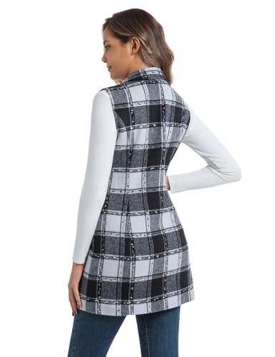 Image of IDEALSANXUN Plaid Vest for Women Fall Winter Sleeveless Blazer Jackets