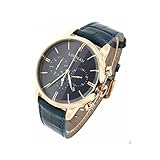 Gehäuse: polierter Stahl Roségold, Größe 41 mmChiusura: FibbiaCinturino: PelleColore: Blau Dial, Strap BluVetro: kratzfestes Mineral mit der Behandlung zaffiroFunzioni: CronografoMovimento: QuarzoResistenza zu Wasser: 5 Atmospheres, 2 Jahre Garantie