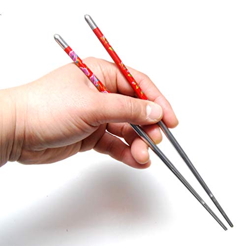 Luxxii Color may vary. 8.75\" Stainless Steel Chopsticks Set Reusable Classic Style Chopsticks (5 Pairs_Stainless Steel A)