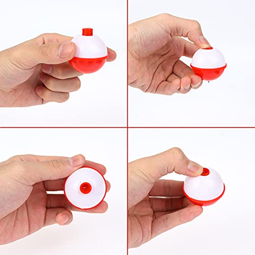 image for FREGITO 16Pcs Fishing Bobbers, 4 Size Snap Hard ABS Fishing Float Red 