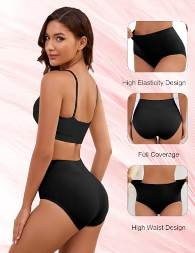 Zimi 4Pack High Waisted Underwear for Women S-5XL Tummy Control Briefs Full Coverage Seamless Ladies Panties3