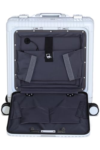 Image of Verage Luxe Celeste Pro Overnighter 48 cms Cabin Luggage Carry On Polycarbonate 8 Wheel Suitcase Laptop Trolley (White)