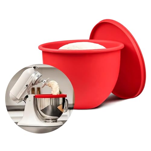 Toivize Silikon Schüsseleinsatz für Küchenmaschinen, Rutschfestes & Hitzebeständiges Kitch-en Aid 5 Quart Silikoneinsatz Zubehör, Wiederverwendbarer Mixer Liner für Teig, Rührteig & Backen, Rot