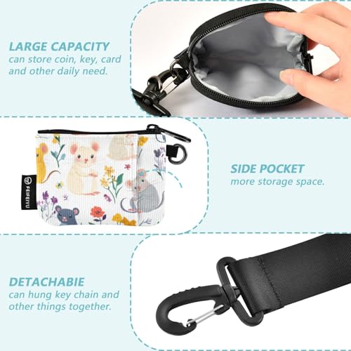 Cartoon Cute and Colorful Mice Women's Change Wallet Card Cases Large Capacity Business Card Holder with Wristlet Strap for Ladies 2 Packs Porta tarjetas de crédito3