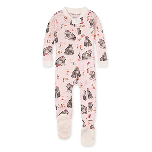 Image of Burt's Bees Baby Girls Pajamas, Zip Front Non-slip Footed Pjs, 100% Organic Cotton and Toddler Sleepers
