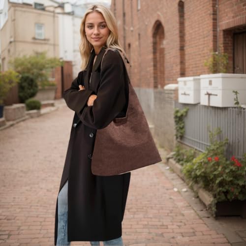 Image of Suede Hobo Bags For Women Purse - Lightweight Large Suede Slouchy Shoulder Bag, Brown Suede Satchel Tote Bag Handbag
