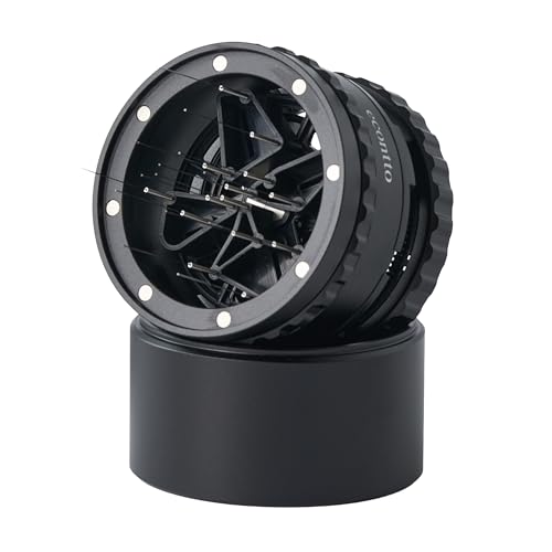 Econtto-Portawave, WDT tool, Depth adjustable(18~30mm) needle distributor, Compatible with 58mm baskets, Anodized aluminum body(black/silver), Injection molded gears, 30 needles included (Black)