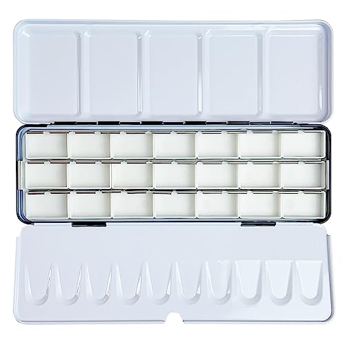 FCLUB Empty Watercolor Palette Paint Tin with 21Pcs Watercolor Full Pans