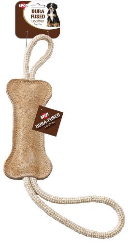 Ethical Pets Leather Bone Tug Toy, 18-Inch, Brown