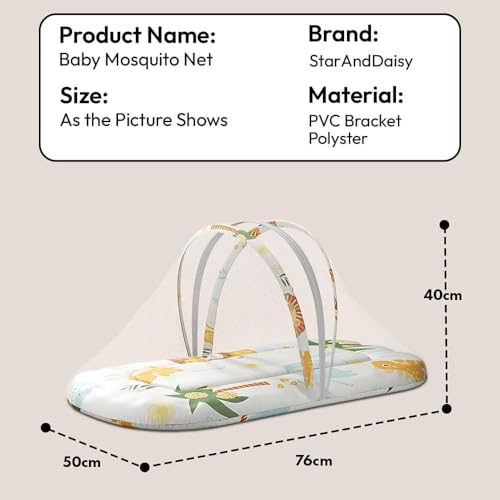 Image of StarAndDaisy 3 in 1 Baby Nest Mosquito net for Sleeping - Newborn, Mosquito net for Baby /Soft and Comfortable, Washable Cotton Design for 0-12 Months Baby (Safari Print)