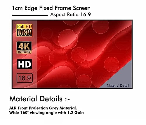 Image of BIG VUE 1 CM Fixed Frame ALR Projector Screen 16:9 Diagonal Active 3D 4K Ultra HD Projector Screen for Classroom, Home Theater or Office (100 Inch)