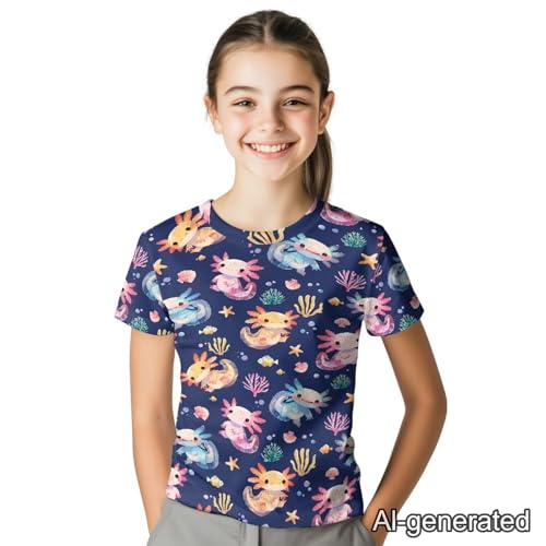 Image of Renewold Kids Novelty T-Shirt for Girls Boys Short Sleeve Crewneck Summer Tee Soft Breathable Graphic Shirt for Age 2-16