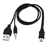 SODIAL(R) 3.5mm Aux USB2.0 Male Mini 5 Pin USB Portable Speaker Audio Cable