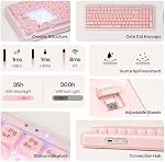 MechLands X Maorbeng X100 PRO Clavier de jeu Membrane avec Pad numérique, RGB Clavier d'ordinateur sans fil avec rétroéclairage 5000mAh Batterie, BT/2.4G/USB-C filaire, 96% Mise en page pour Windows/Mac/PC (Pink)