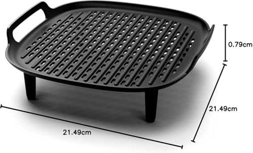 Philips Airfryer-Zubehör-Grillkit XXL, Antihaft-Grillplatte, doppellagiges Kochen, mit 6 Spießen, spülmaschinenfest, Rezept-App, schwarz (HD9959/00)