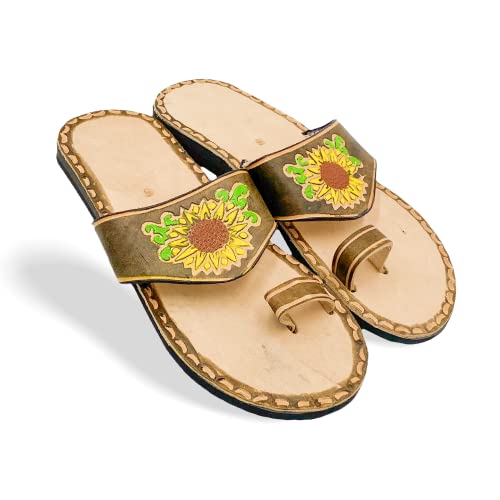 Amantoli Xochitl Model - Mayan Huarache - Women 100% Artisan Hand Made | Hand Painted Mexican Leather Hipster Colorful Sandal | Flats | Huarache Artesanal - Hecho A Mano Handcrafted In Mexico (8 Us) #TOP10