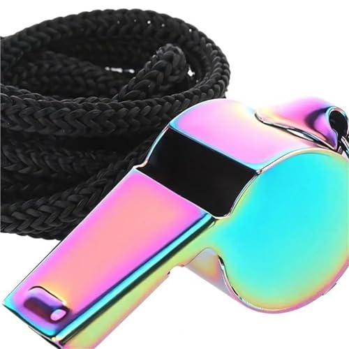 10 silbatos deportivos de acero inoxidable con cordón miniatura 5