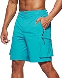 Pudolla Men's Hiking Cargo Shorts Quick Dry Outdoor Travel Shorts for Men with Multi Pocket for Fishing Camping Casual (Waterfall X-Large)