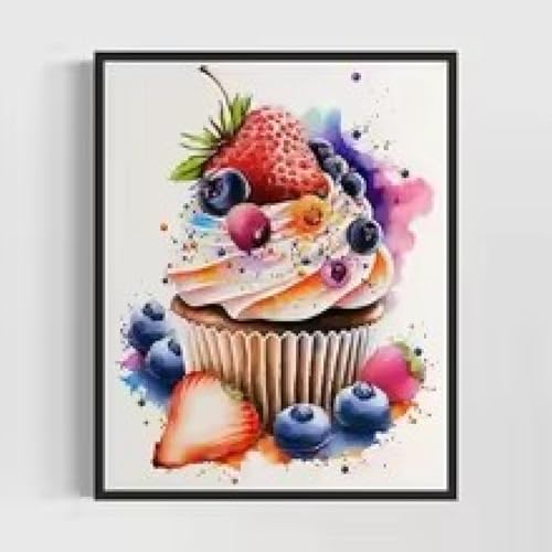 Décoration murale salle à manger gâteau et beignets sur toile aquarelle