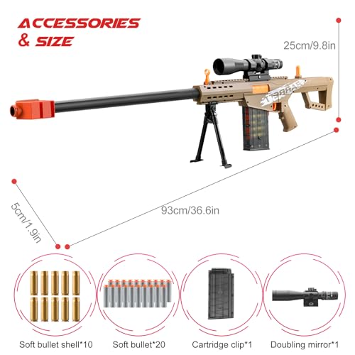 Bsyzyani HD Soft Bullet Toy Gun Dart Foam Pellet Blasters Shell Ejecting Shotgun Cool Stuff Gifts For Boy Age 8+ 9 10 11 12 Year Old Kid Shooting Game With Scope Sniper Rifle thumb #1