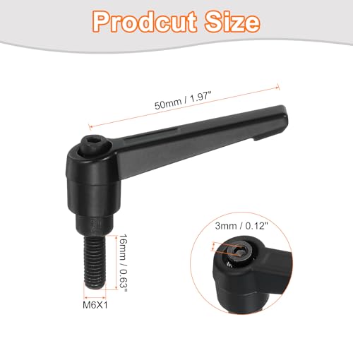 Image of uxcell 4Pcs M6 x 16mm Adjustable Knobs Handle Male Thread Push Button Ratchet Quick Release Locking Rotating Bolt for Lathe Machinery, Black