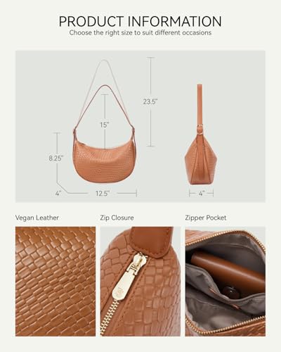 Image of BOSTANTEN Purses for Women Crescent Crossbody Bag Vegan Leather Shoulder Hobo Handbag Adjustable Strap