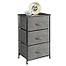 mDesign Steel Top and Frame Storage Dresser Furniture with 3 Removable Fabric Drawers for Bedroom, Office, Living Room Organization - Holds Clothes, Accessories, Lido Collection - Charcoal Gray